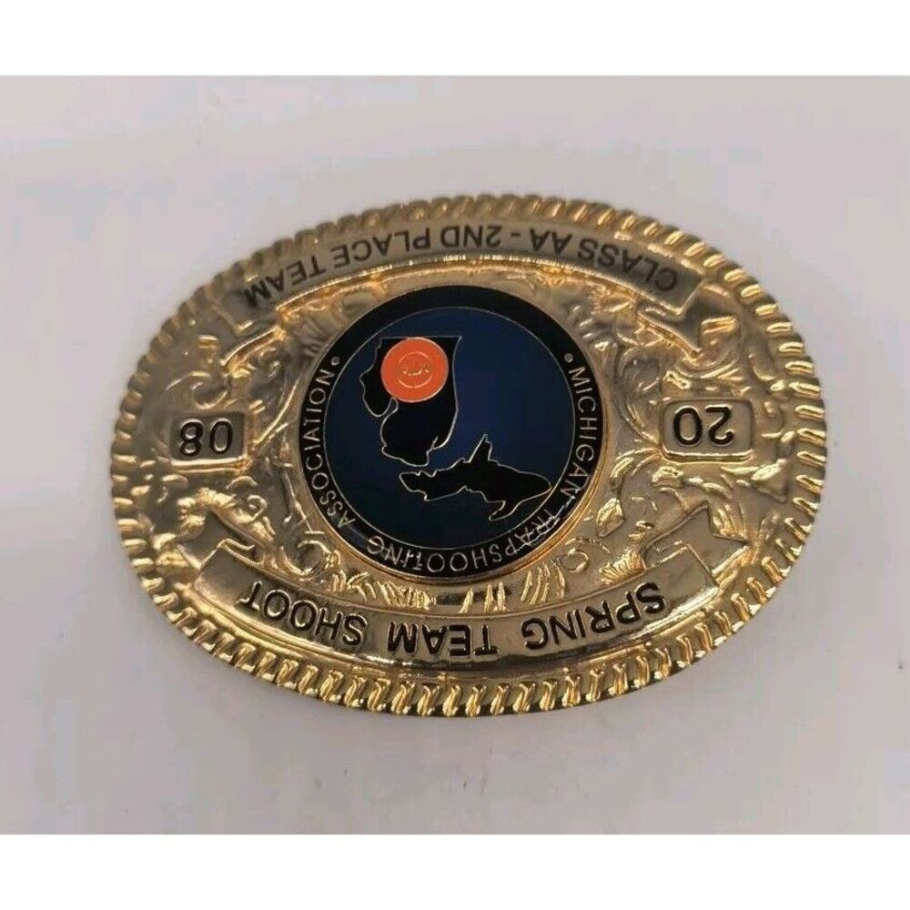 Custom Spring Team Shoot 2008 Class AA 2nd Place Team Gold Belt Buckle - Picture 3 of 8